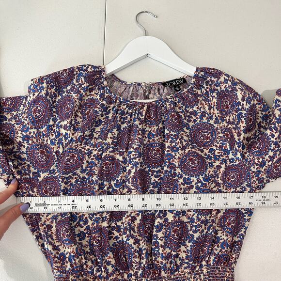 J.Crew Palermo Dress Womens Small Tall Purple Linen Paisley Floral Boho Sundress - Picture 10 of 14